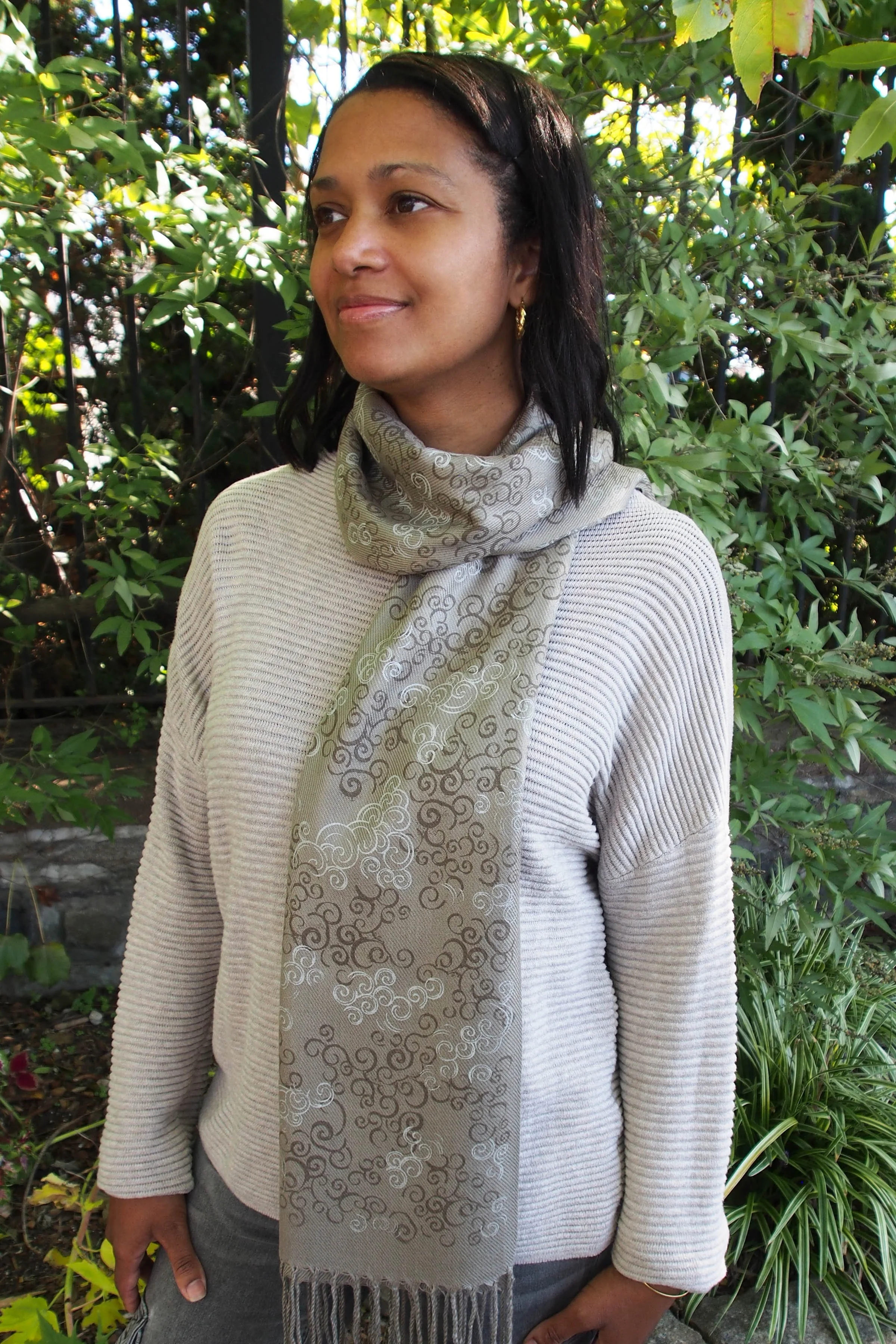 最終値下　MARGE Tulle floral sheer scarf gray 最終値下 MARGE Tulle floral sheer scarf gray 最終値下 MARGE Tulle